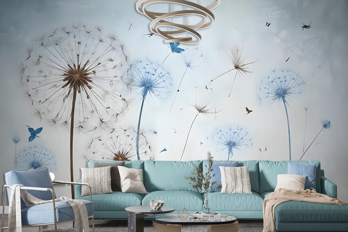 Vintage Dandelion Floral Wallpaper Mural