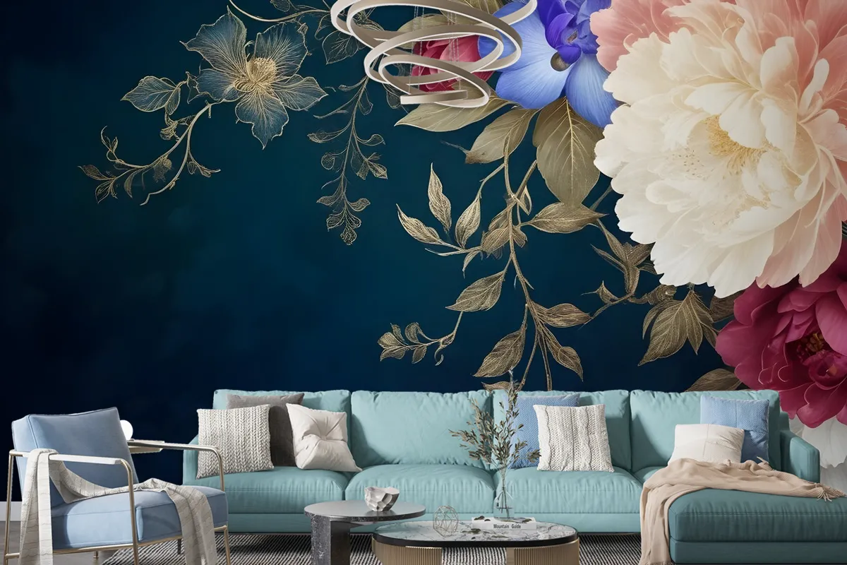 Vintage Floral Art Wallpaper Mural