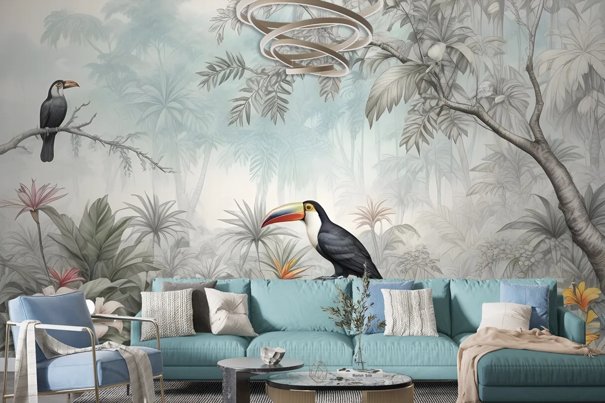 Vintage Historic Paradise Bird Art Wallpaper Mural