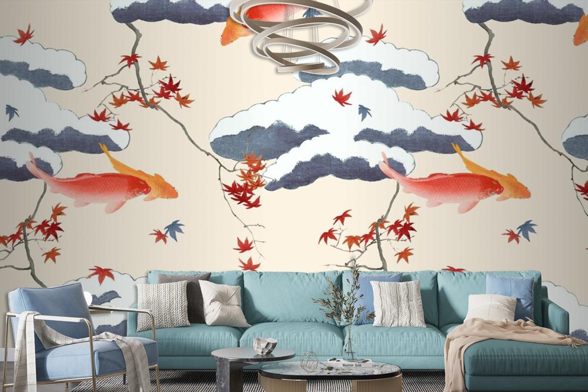 Vintage Japanese Seamless Pattern Wallpaper Mural