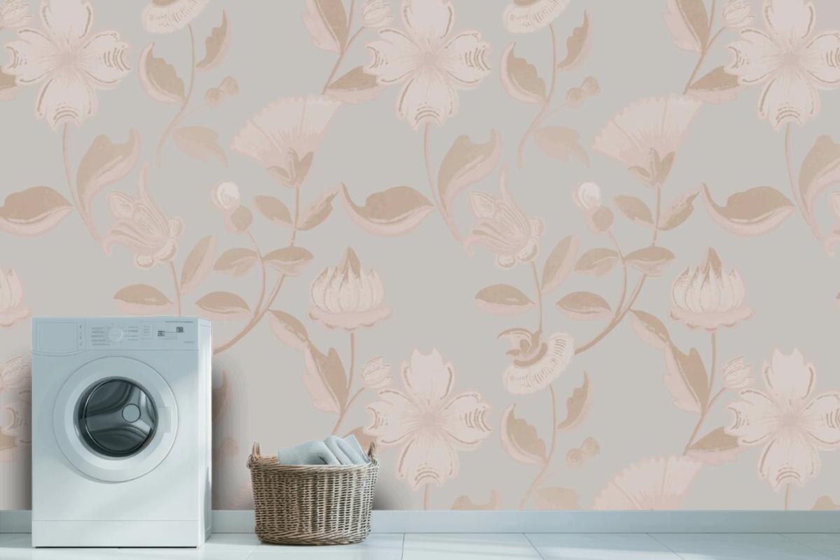 Vintage Neutral Floral Pattern Background Wallpaper Mural