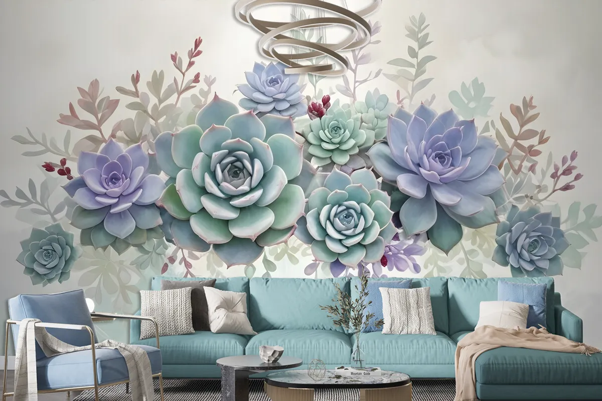 Vintage Purple Flowers Wallpaper Mural