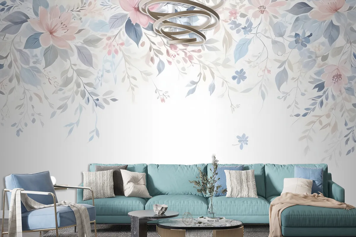 Vintage Retro Floral Art Wallpaper Mural