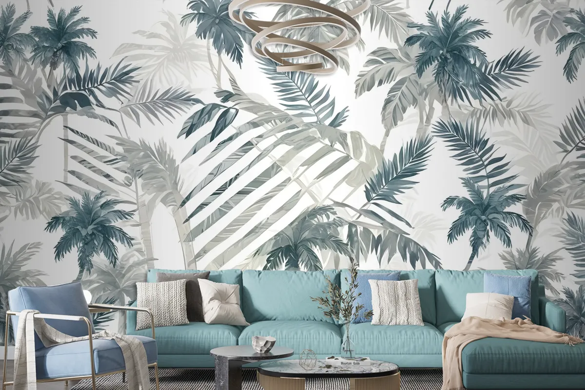 Vintage Tropical Leaf Pattern Wallpaper Mural