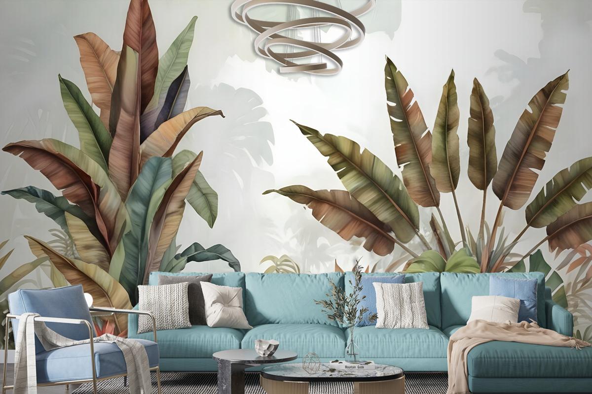 Vintage Tropical Leaf Wallpaper Mural