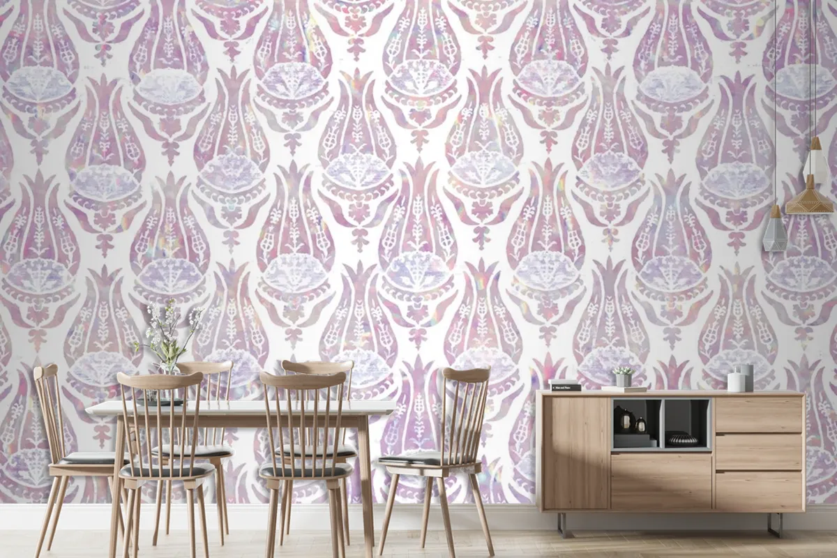 Vintage Tulip Holographic Pattern Wallpaper Mural