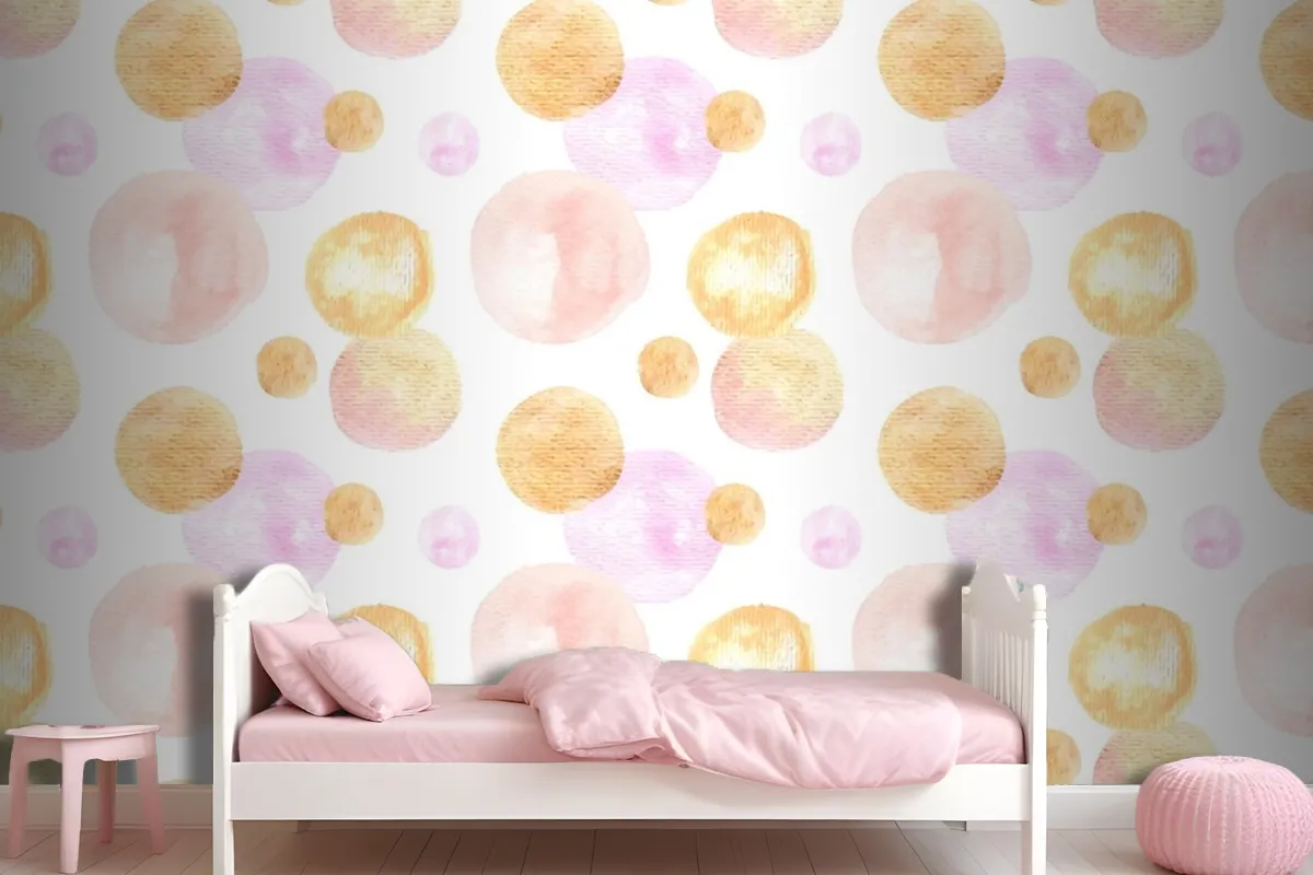 Watercolor Abstract Circular Spots Seamless Pattern Wallpaper Mural