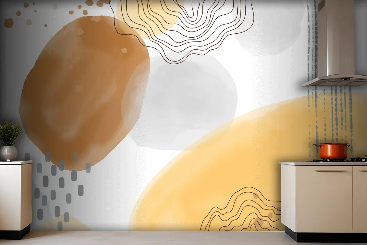 Watercolor Abstract Doodle Background Kitchen Wallpaper Mural