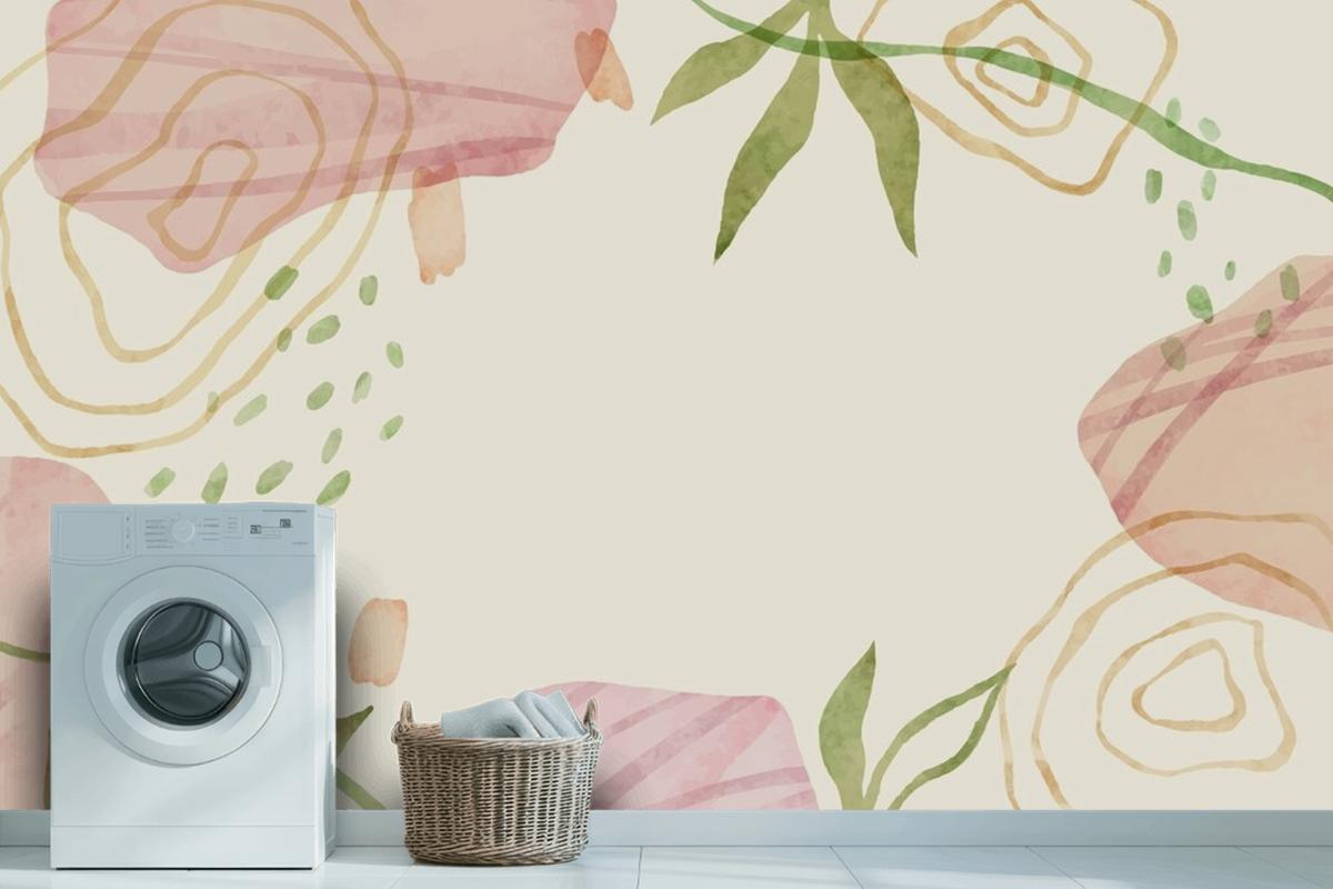 Watercolor Abstract Doodle Laundry Room Wallpaper Mural