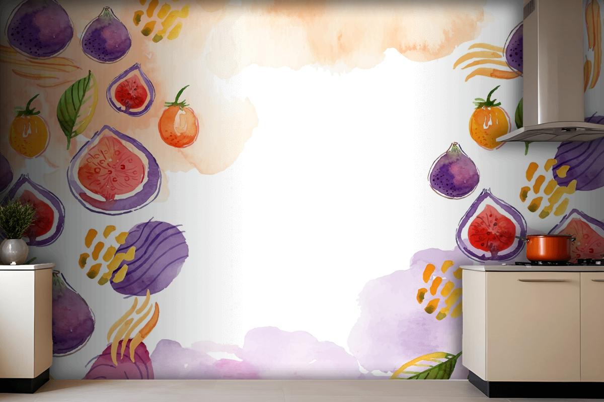 Watercolor Abstract Doodle Wallpaper Mural