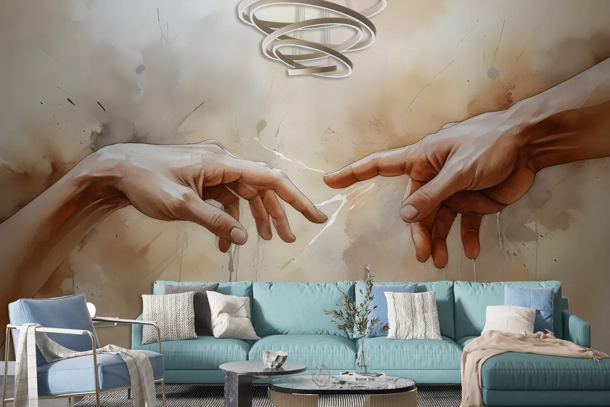 Watercolor Abstract Hands Wallpaper Mural