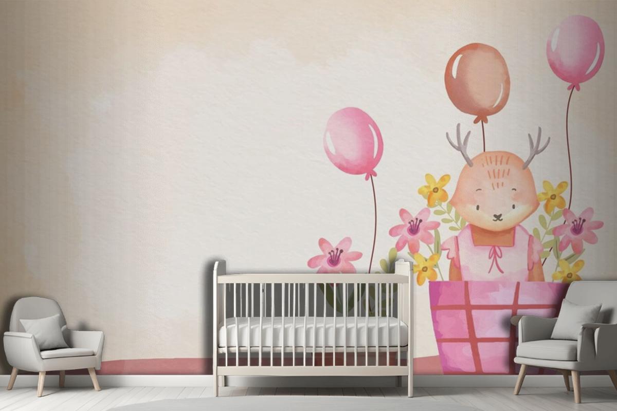 Watercolor Baby Girl Background Girl Wallpaper Mural