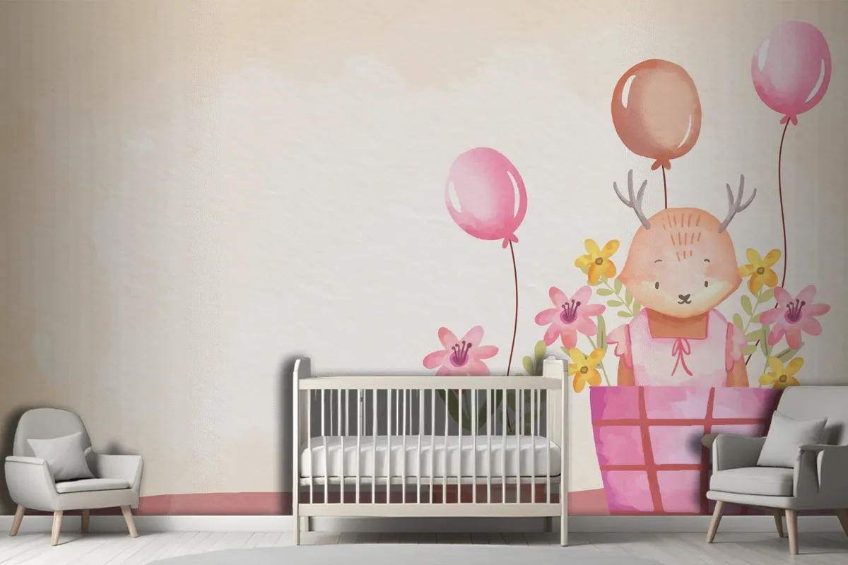 Watercolor Baby Girl Background Wallpaper Mural