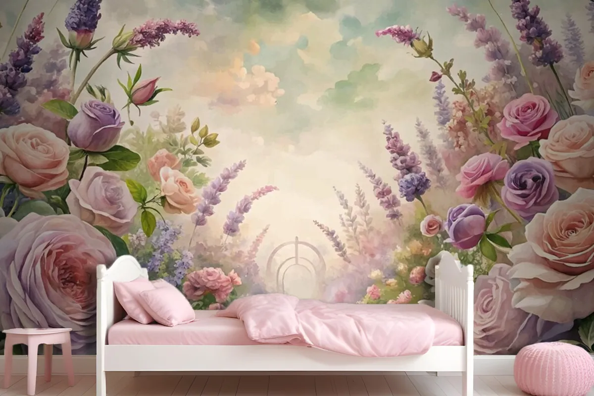 Watercolor Background Inspired By Garden Wallpaper Mural