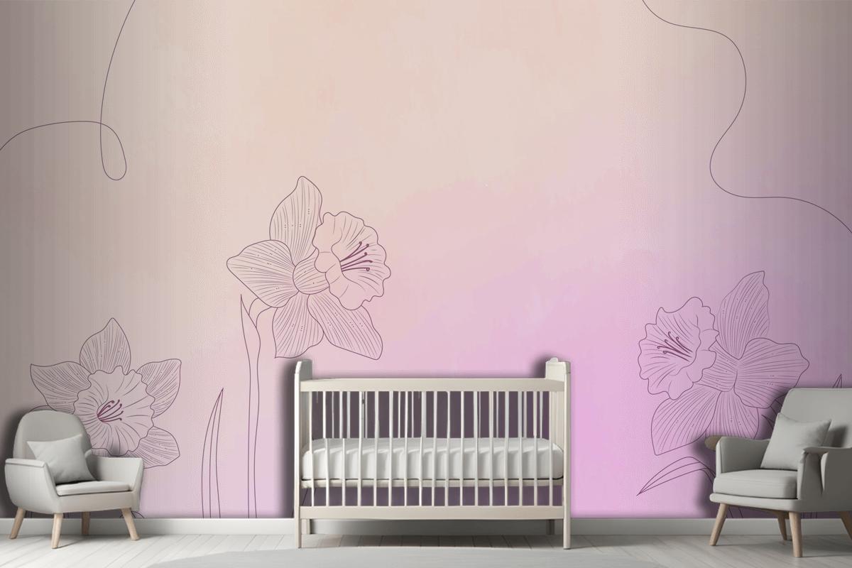 Watercolor Background With Hand Drawn Elements Wallpaper Mural