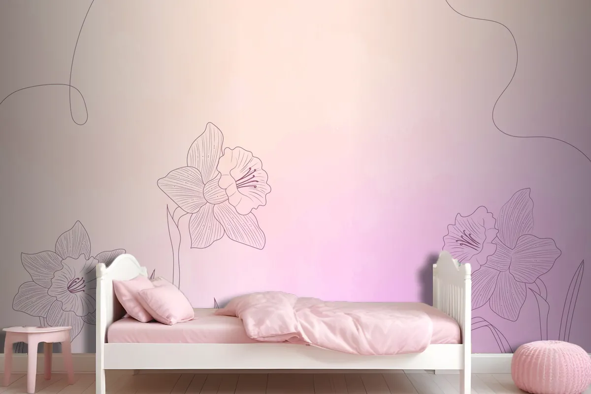 Watercolor Background With Hand Drawn Elements Wallpaper Mural