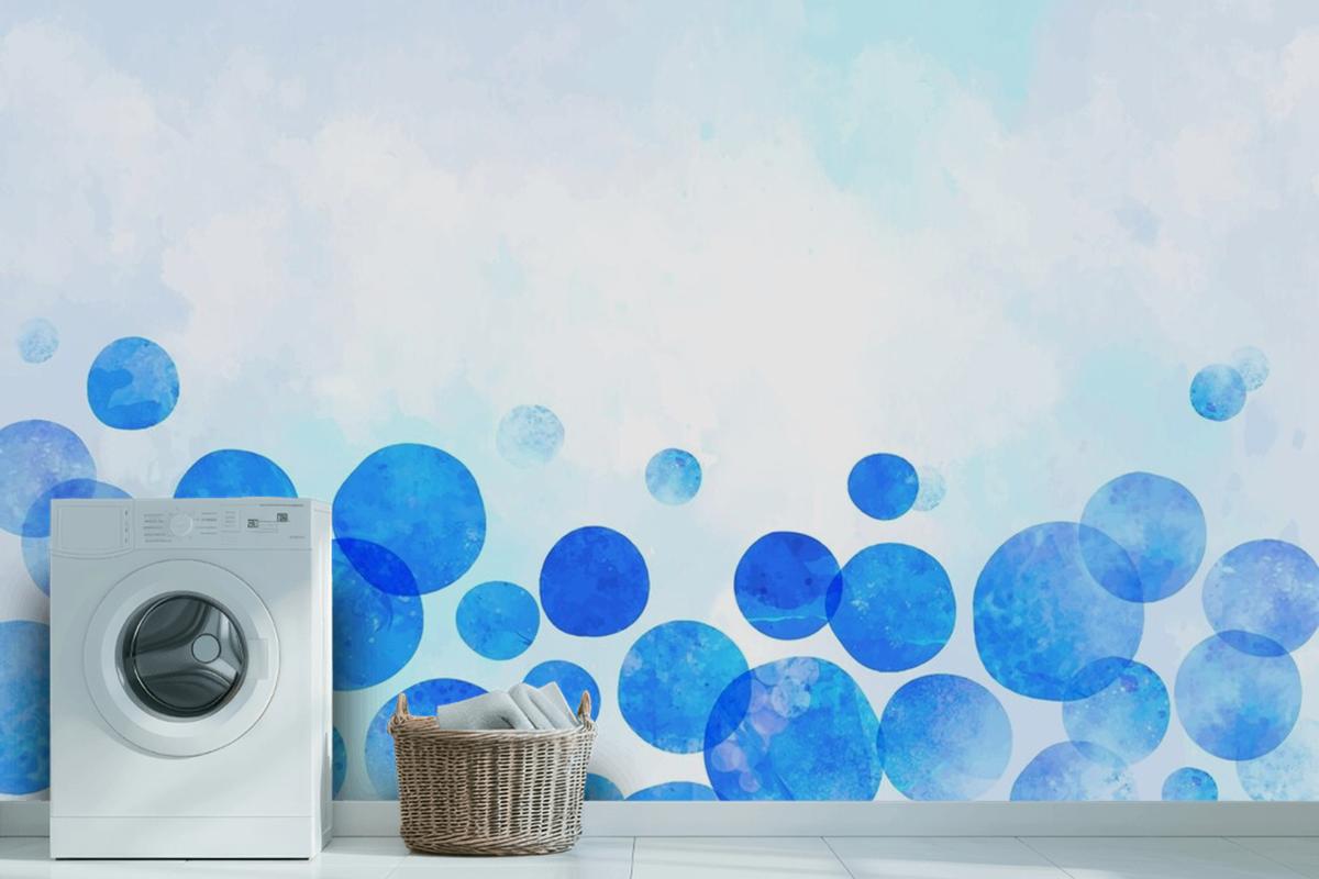 Watercolor Blue Dots Background Wallpaper Mural