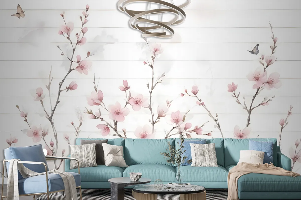 Watercolor Cherry Blossom Wallpaper Mural