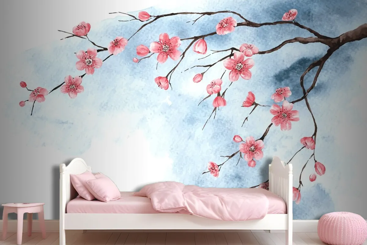 Watercolor Cherry Blossom Wallpaper Mural