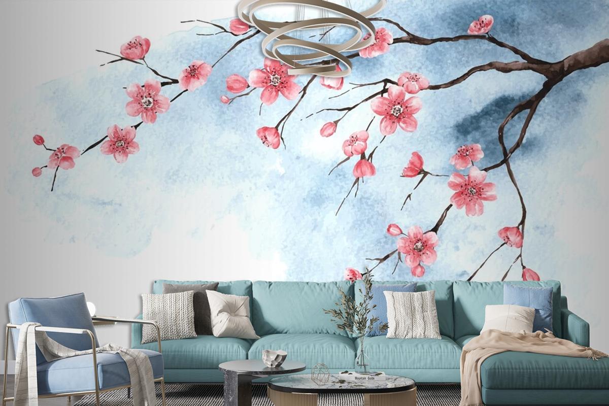 Watercolor Cherry Blossom Wallpaper Mural