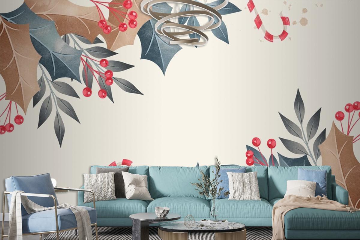 Watercolor Christmas Background Wallpaper Mural