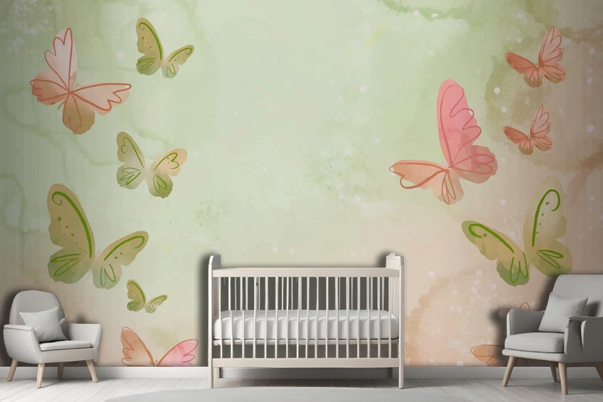 Watercolor Colorful Butterfly Background Wallpaper Mural