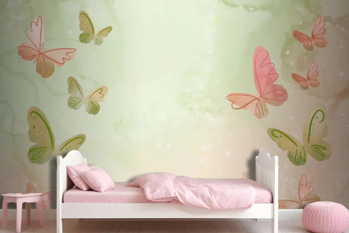 Watercolor Colorful Butterfly Background Wallpaper Mural