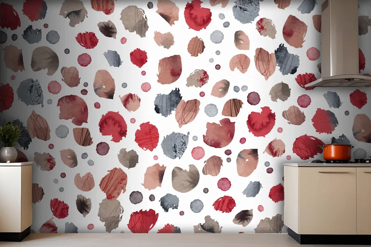 Watercolor Dotty Pattern Kitchen Wallpaper Mural