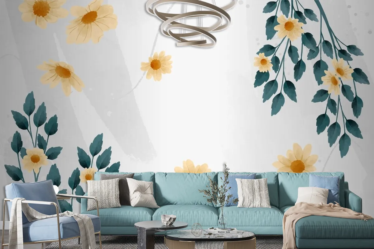 Watercolor Floral Background Design Wallpaper Mural