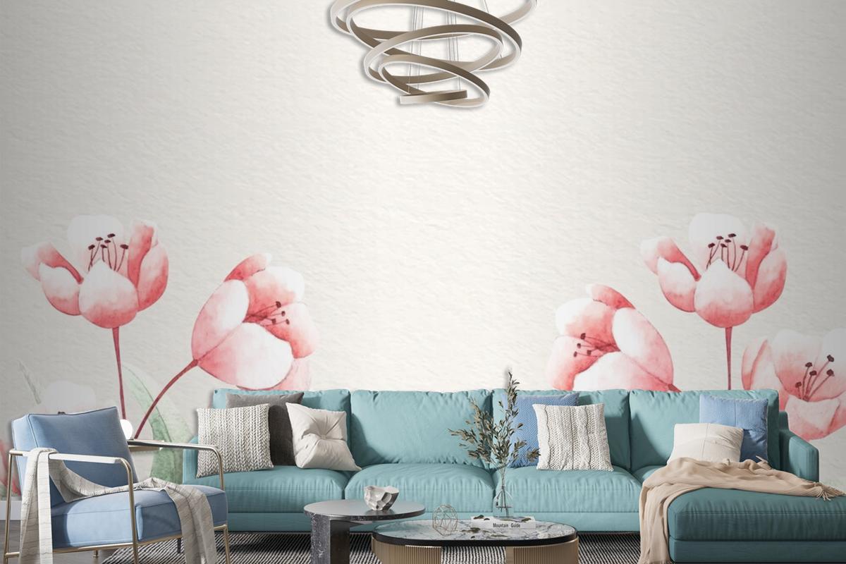 Watercolor Floral Background With Soft Colors Wallpaper Mural