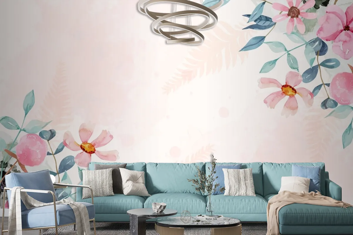 Watercolor Floral Background Wallpaper Mural