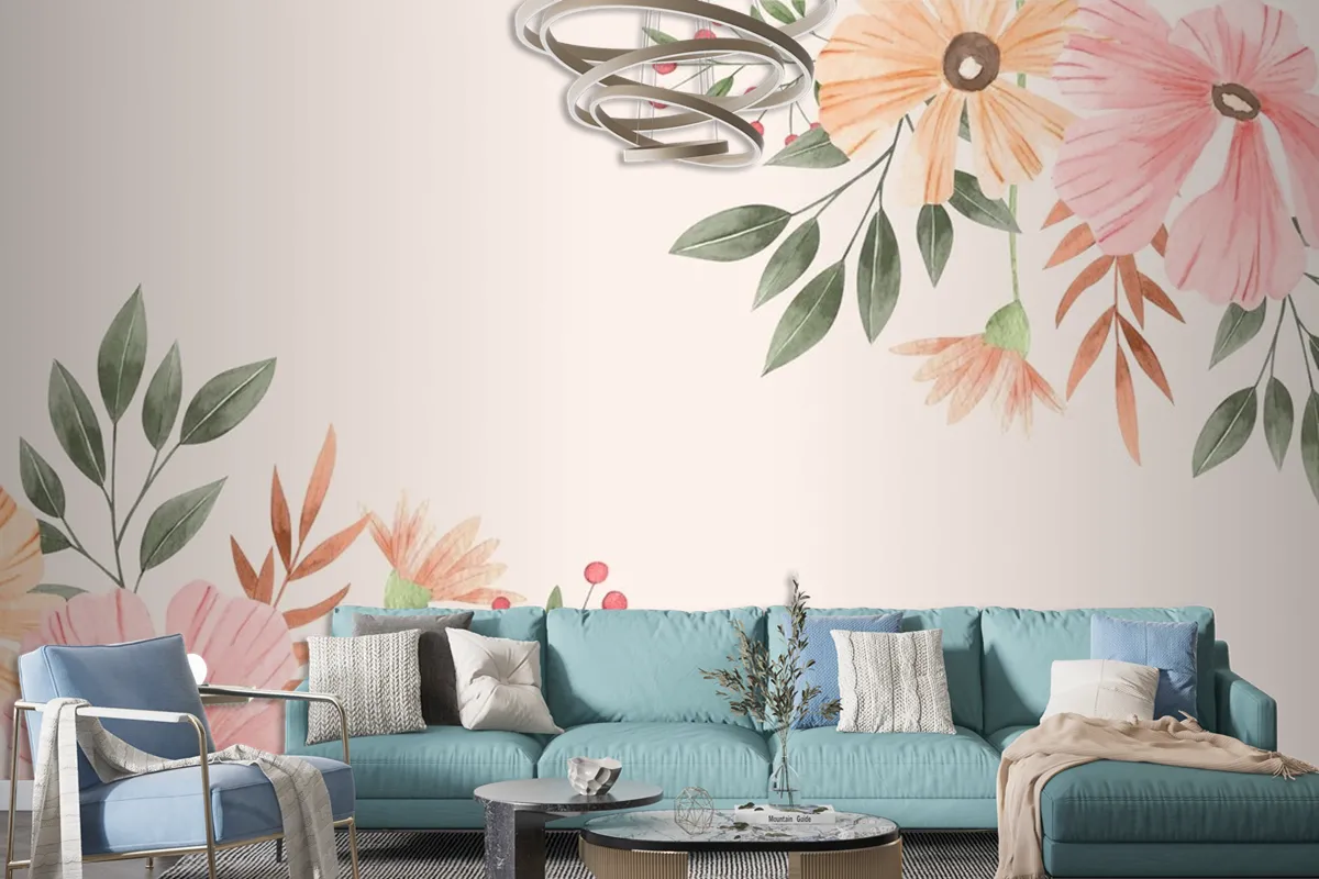 Watercolor Floral Background Wallpaper Mural