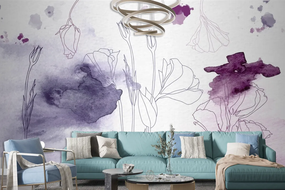 Watercolor Floral Background Wallpaper Mural