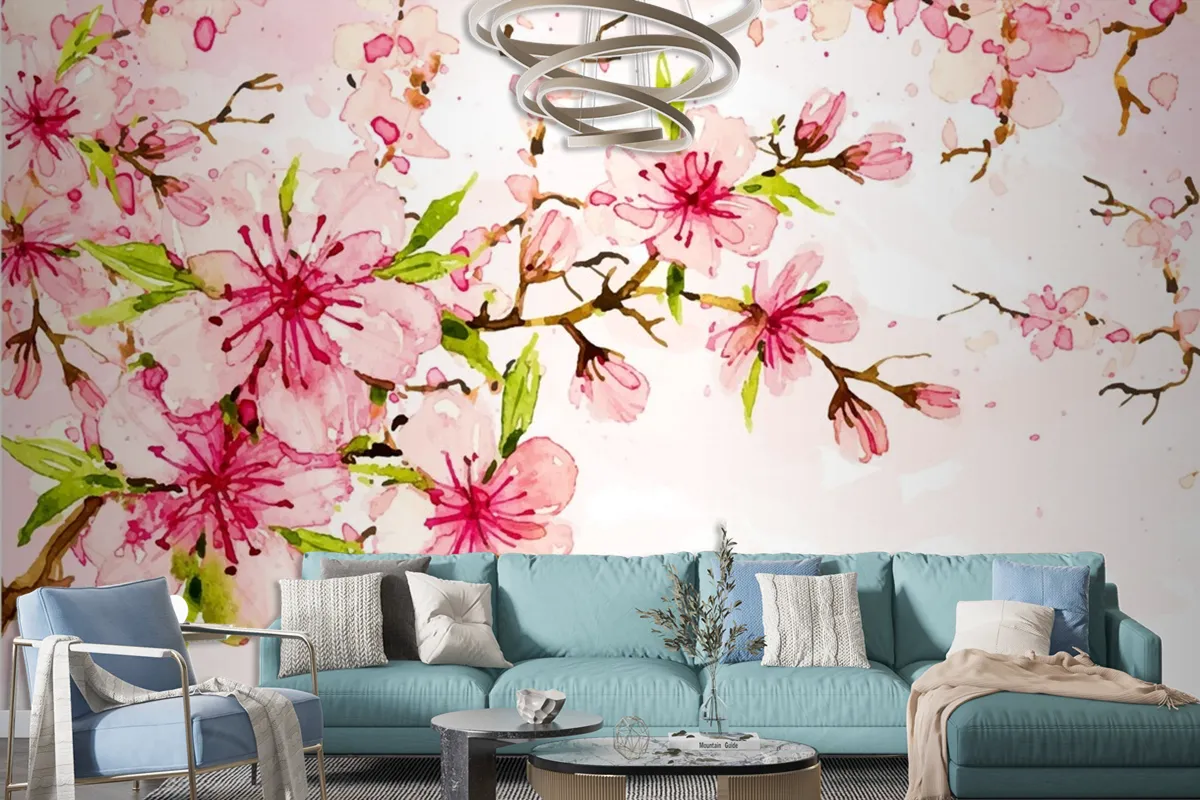 Watercolor Floral Background Wallpaper Mural