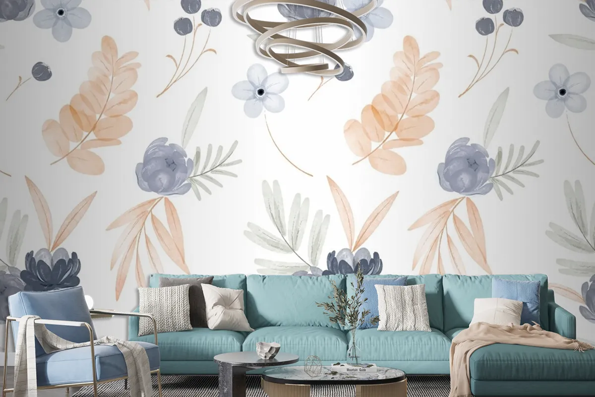 Watercolor Floral Pattern Wallpaper Mural