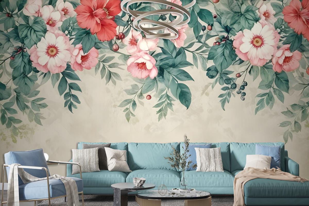 Watercolor Floral Wallpaper Mural