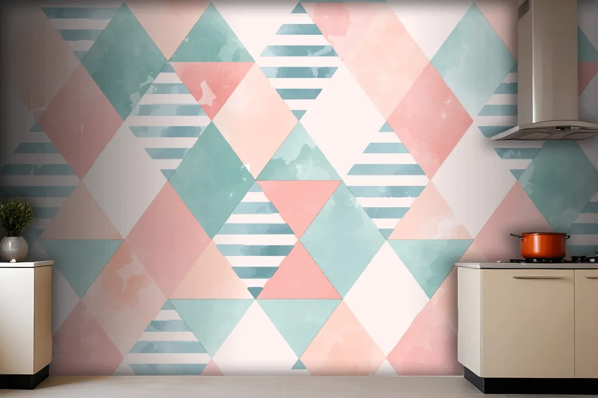 Watercolor Geometric Background Kitchen Wallpaper Mural