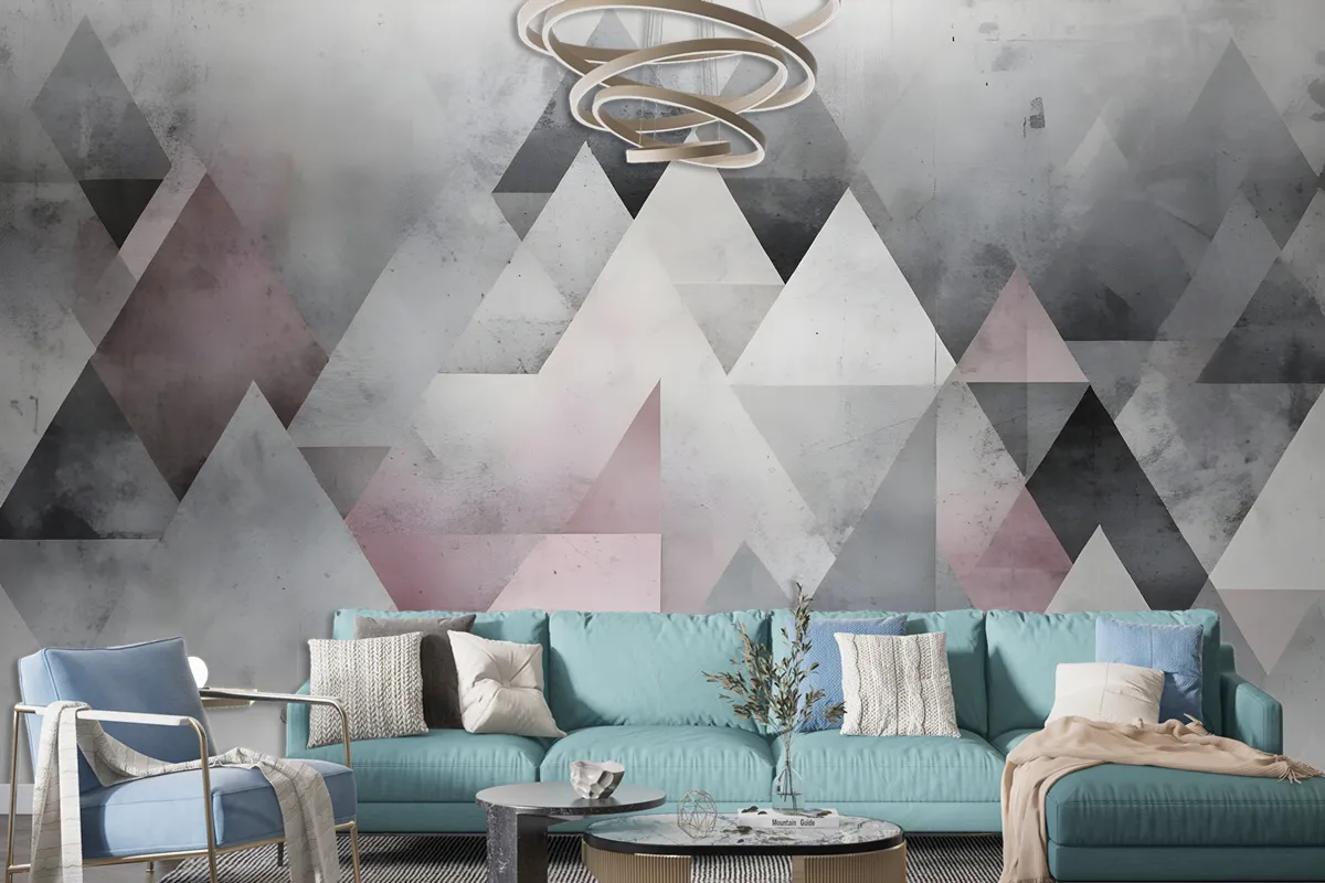 Watercolor Geometric Triangle Pattern Wallpaper Mural