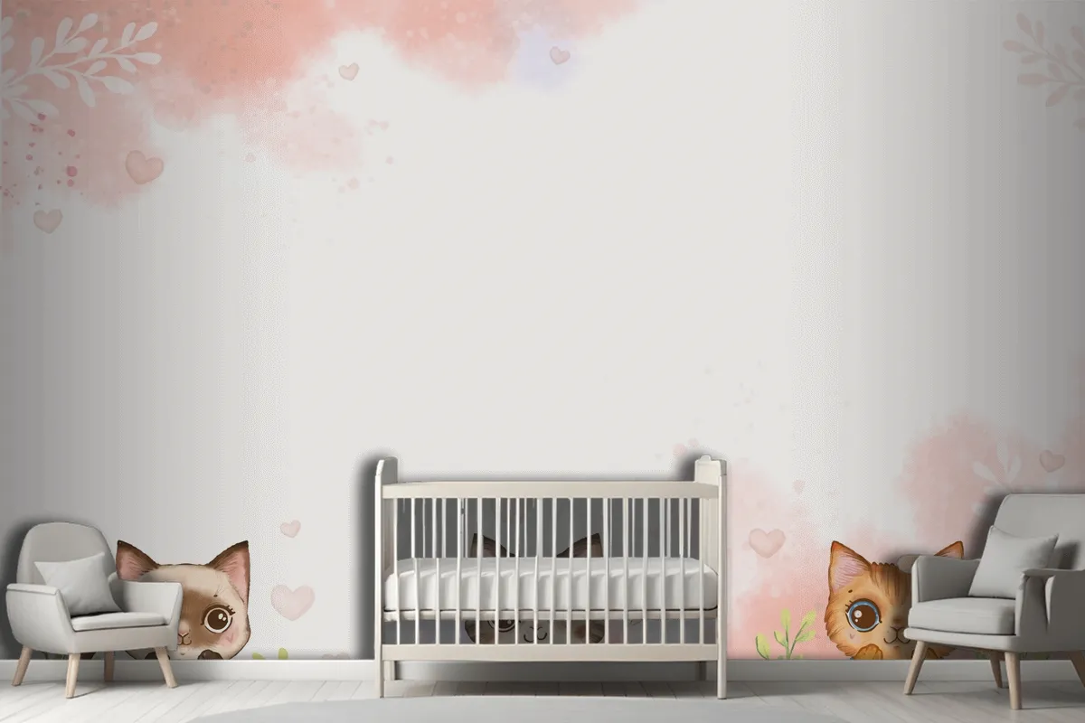 Watercolor International Cat Day Wallpaper Mural