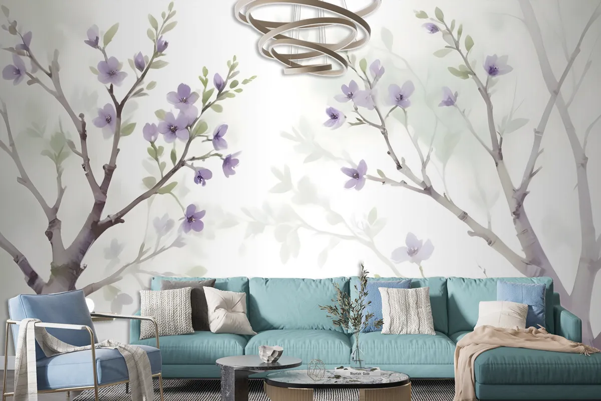 Watercolor Magnolia Floral Wallpaper Mural