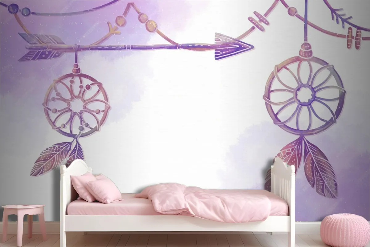 Watercolor Painted Boho Background Wallpaper Mural