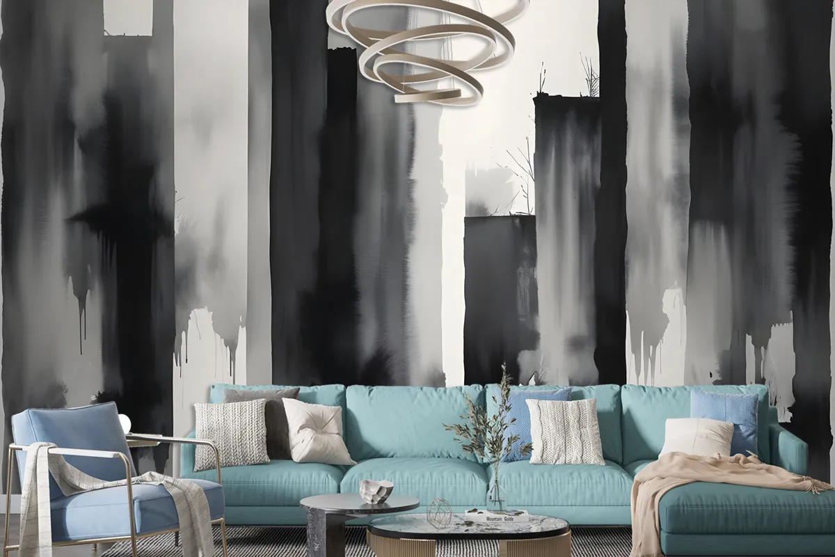 Watercolor Painting Black And White Architecture Wallpaper Mural