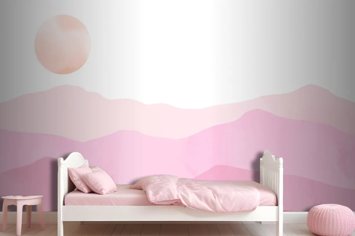 Watercolor Pastel Mountains Background Wallpaper Mural