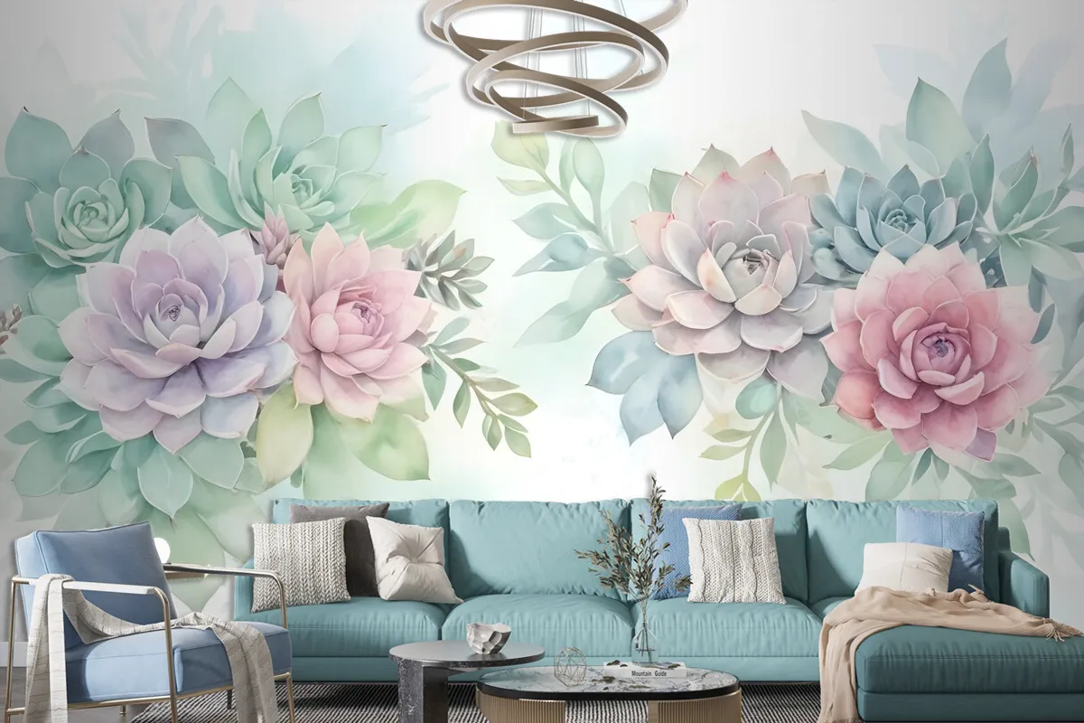 Watercolor Soft Floral Wallpaper Mural