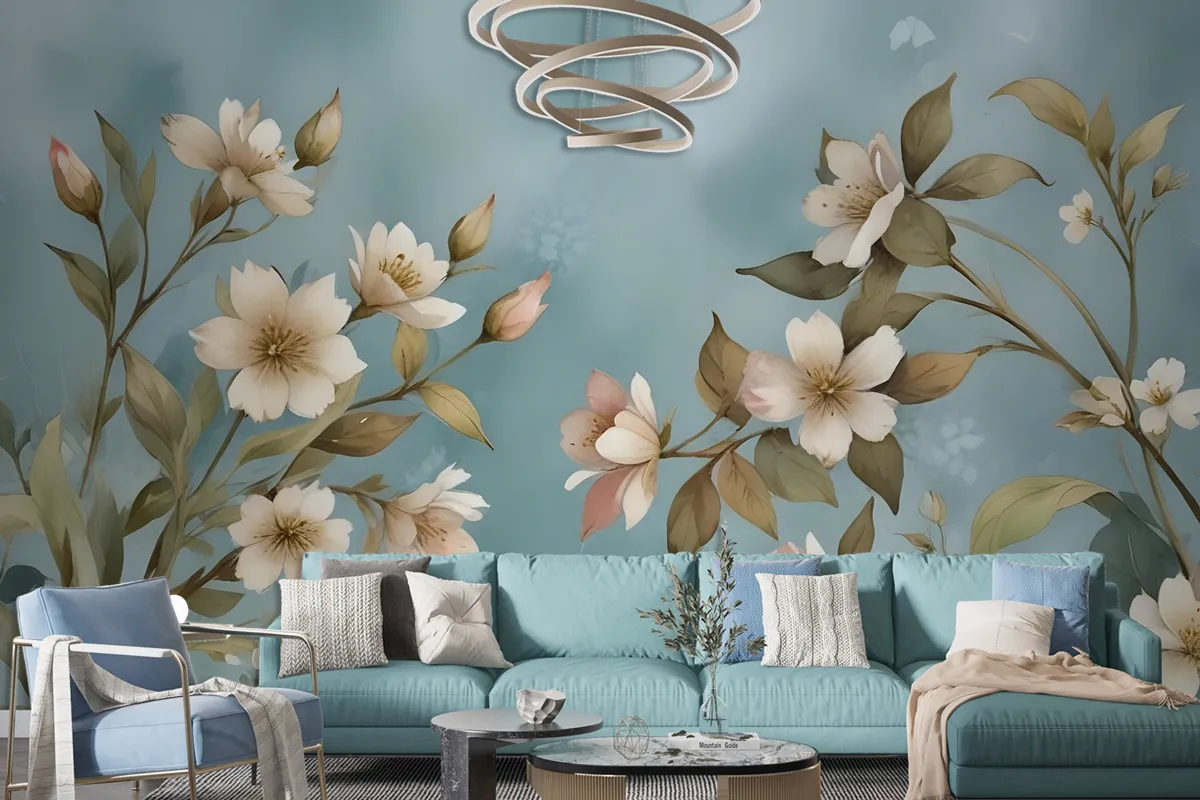 Watercolor Vintage Floral Wallpaper Mural