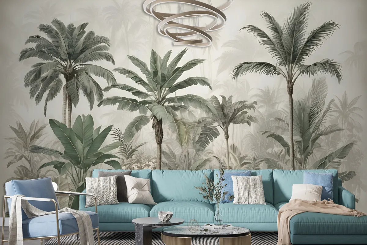 Watercolor Vintage Tropical Forest Wallpaper Mural