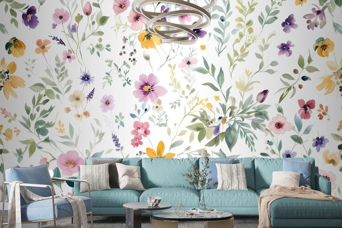 Watercolor Wildflower Wallpaper Mural