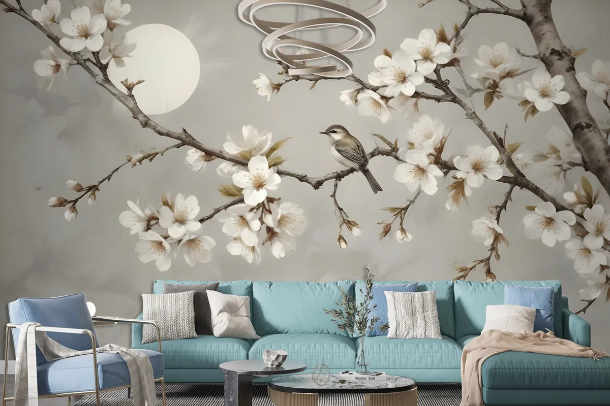 White Plum Blossom Wallpaper Mural