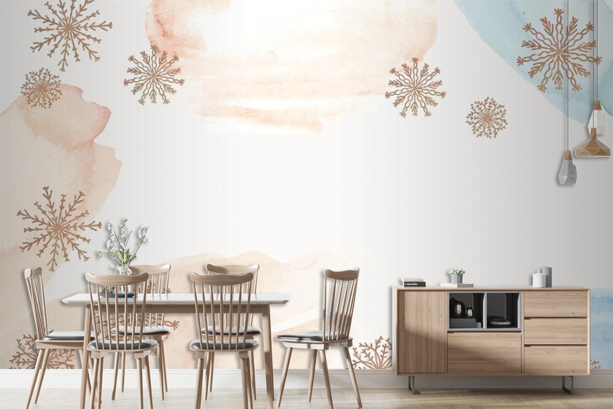 Winter Background With Snowflakes Wallpaper Mural