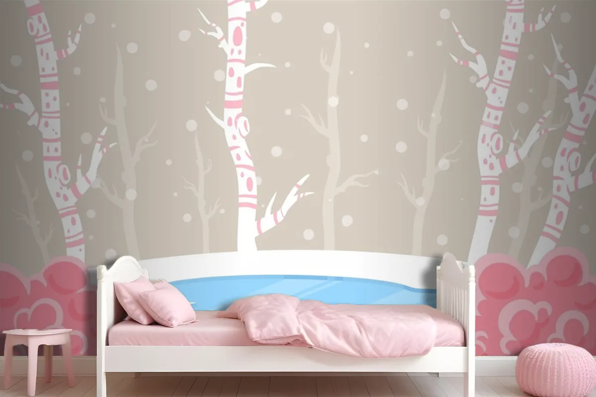 Winter Concept In Hand Drawn Wallpaper Mural